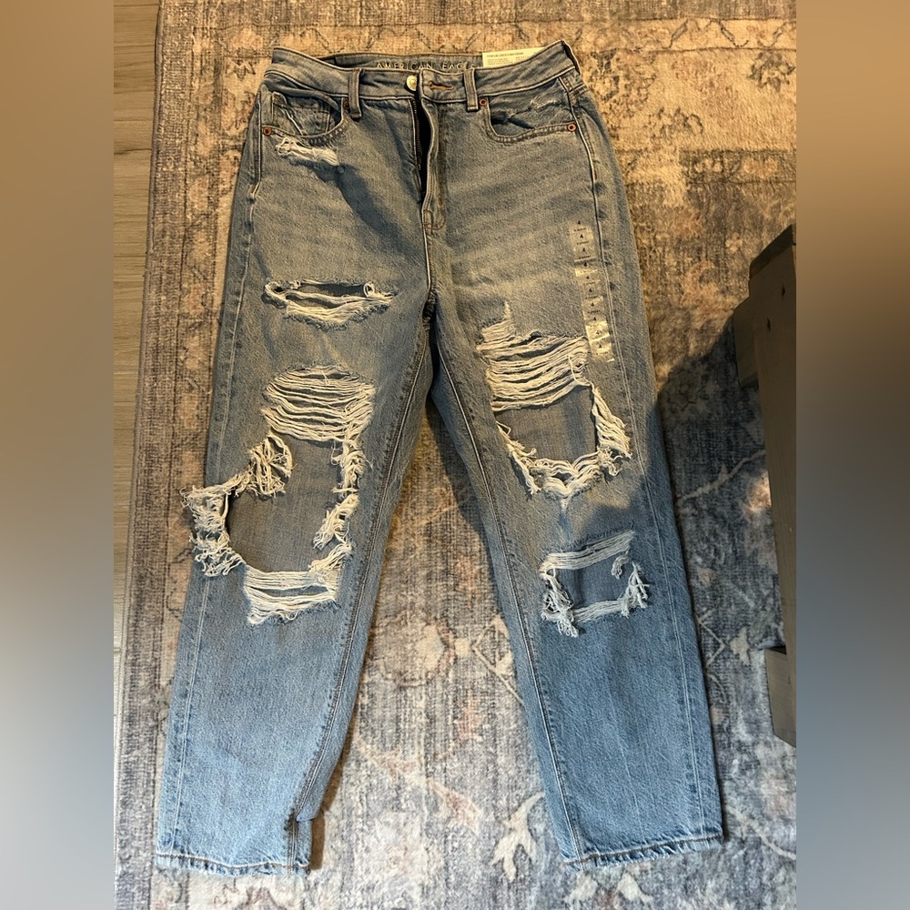 American Eagle Outfitters Ripped Blue mom jeans
